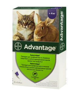 Адвантейдж 80 (Advantage) краплі для котів та кролів від 4 до 8 кг, 4 піпетки, Bayer
