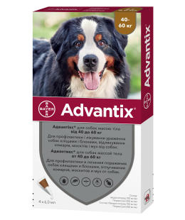 Адвантікс (Advantix) краплі на холку для собак від 40 до 60 кг, 4 піпетки, Bayer Адвантікс (Advantix) краплі на холку для собак від 40 до 60 кг, 4 піпетки, Bayer