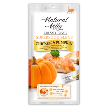 Ласощі - Крем-снек Natural Kitty для котів зі смаком курки та гарбуза, 4 шт по 12 гр Ласощі - Крем-снек Natural Kitty для котів зі смаком курки та гарбуза, 4 шт по 12 гр