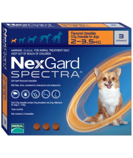 Нексгард Спектра (NexGard Spectra) від паразитів для собак від 2 до 3,5 кг, 3 табл
