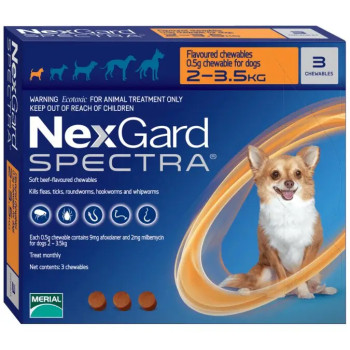 Нексгард Спектра (NexGard Spectra) від паразитів для собак від 2 до 3,5 кг, 3 табл Нексгард Спектра (NexGard Spectra) від паразитів для собак від 2 до 3,5 кг, 3 табл