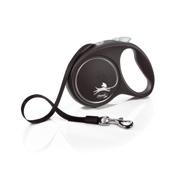 Flexi (Флексі) Black Design L- Рулетка-повідець для собак стрічка 5м/50кг чорний Flexi (Флексі) Black Design L- Рулетка-повідець для собак стрічка 5м/50кг чорний