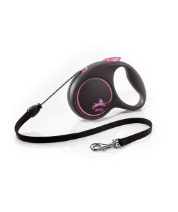 Flexi (Флексі) Black Design M- Рулетка-повідець для собак трос 5м/20кг рожевий