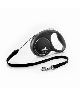 Flexi (Флексі) Black Design M- Рулетка-повідець для собак трос 5м/20кг чорний