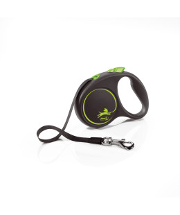 Flexi (Флексі) Black Design S- Рулетка-повідець для собак стрічка 5м/15кг зелений