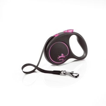 Flexi (Флексі) Black Design S- Рулетка-повідець для собак стрічка 5м/15кг рожевий Flexi (Флексі) Black Design S- Рулетка-повідець для собак стрічка 5м/15кг рожевий