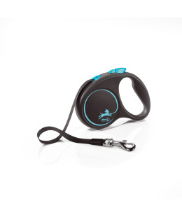 Flexi (Флексі) Black Design S- Рулетка-повідець для собак стрічка 5м/15кг синій