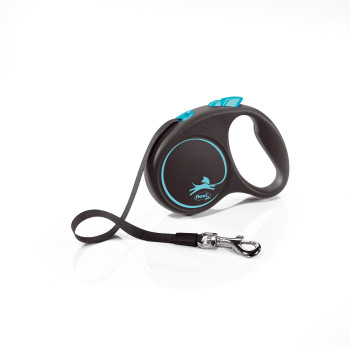 Flexi (Флексі) Black Design S- Рулетка-повідець для собак стрічка 5м/15кг синій Flexi (Флексі) Black Design S- Рулетка-повідець для собак стрічка 5м/15кг синій