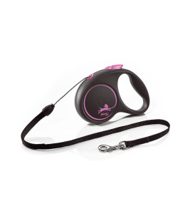 Flexi (Флексі) Black Design S- Рулетка-повідець для собак трос 5м/12кг рожевий