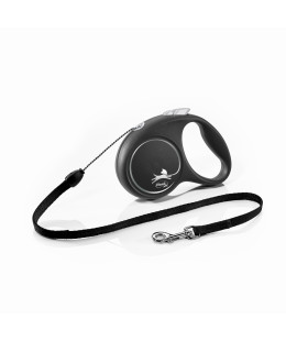 Flexi (Флексі) Black Design S- Рулетка-повідець для собак трос 5м/12кг чорний