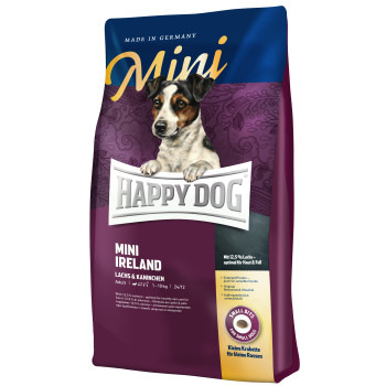 Happy Dog (Хеппі Дог) Mini Ireland - Сухий корм для собак дрібних порід для нормалізації линьки та собак, що мають проблеми зі шкірою, з кроликом та лососем, 8 кг Happy Dog (Хеппі Дог) Mini Ireland - Сухий корм для собак дрібних порід для нормалізації линьки та собак, що мають проблеми зі шкірою, з кроликом та лососем, 8 кг